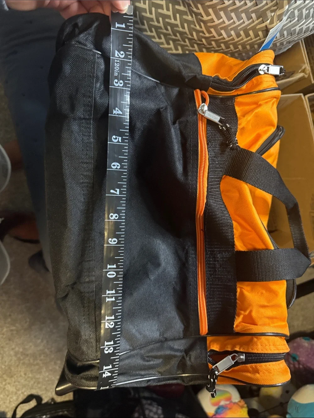 Men's Black and Orange Everyday Duffel Bag